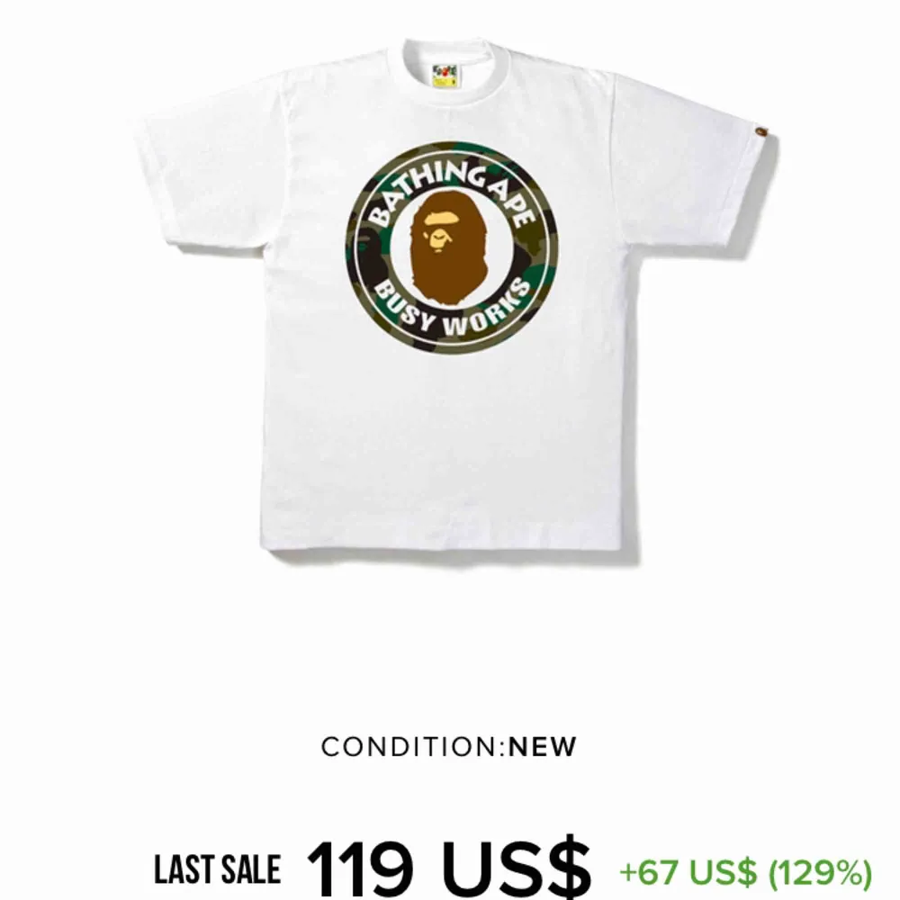 Bape busy works tee i storlek M. Äkta köpt i Japan, officiell Bape butik Cond 8/10 Pris kan diskuteras och tar emot trades Dustbag följer med. T-shirts.