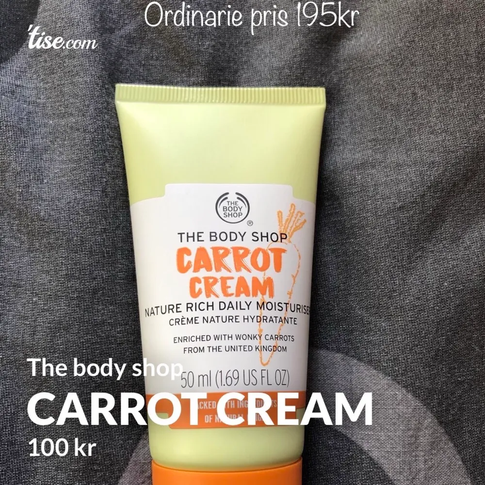 Oanvänd carrot cream nature rich daily moisturiser ifrån the body shop #thebodyshop   Frakt ingår i priset . Övrigt.