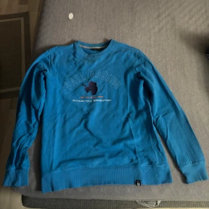 Blå Sail Racing sweatshirt - Blå långärmad sweatshirt från Sail Racing i storlek L. med tryck på bröstet som visar 'Antarctica Expedition' och en siluett av Antarktis. Tröjan har ribbade muddar och rund halsringning. 