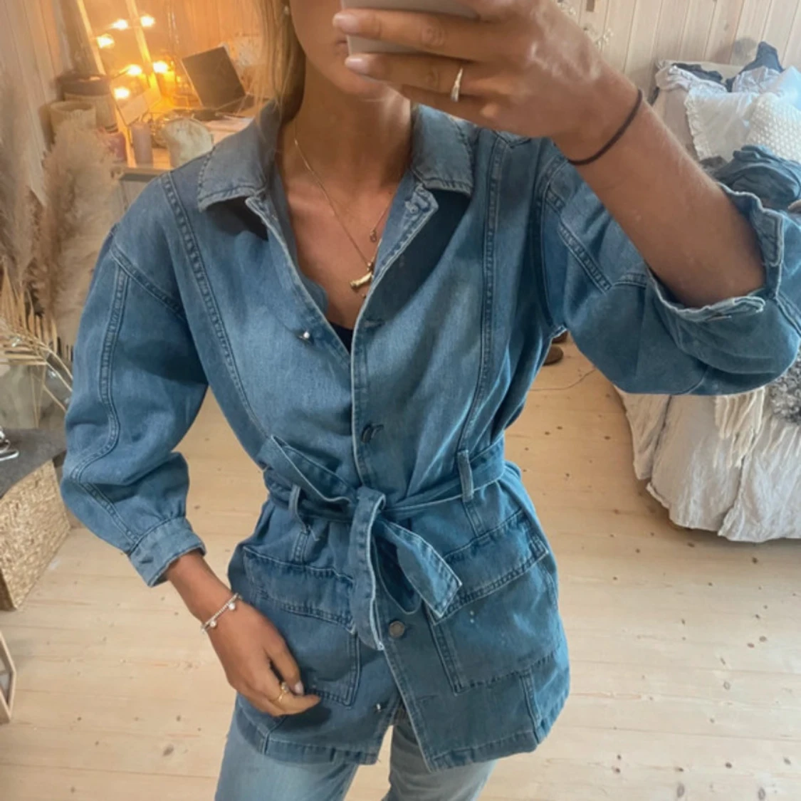 Trekvartsärmad jeans jacka