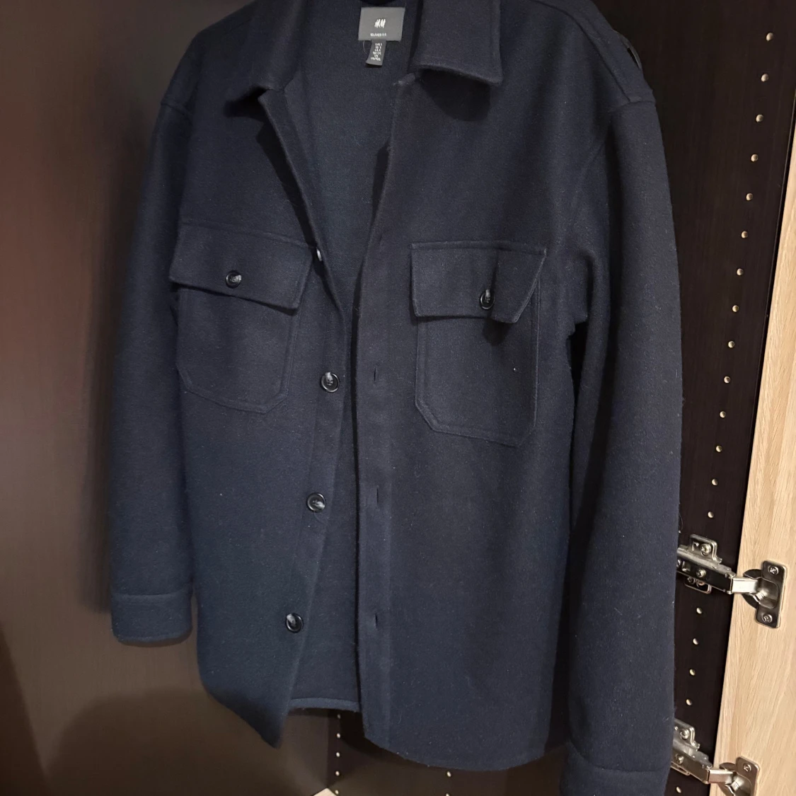 Mörkblå overshirt i ull - 1