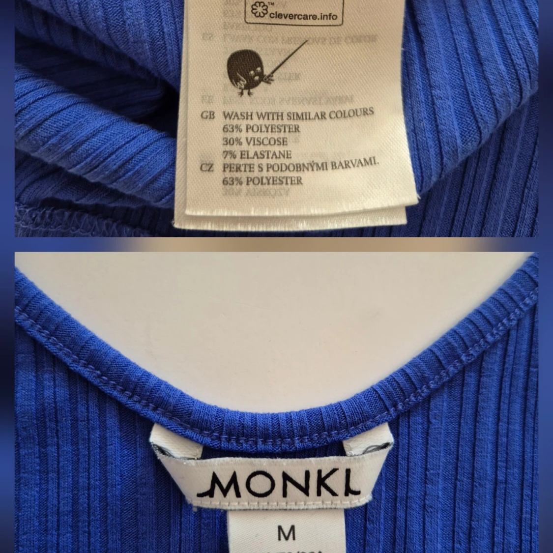 Lång blå långärmad topp * stl M * Monki - 2