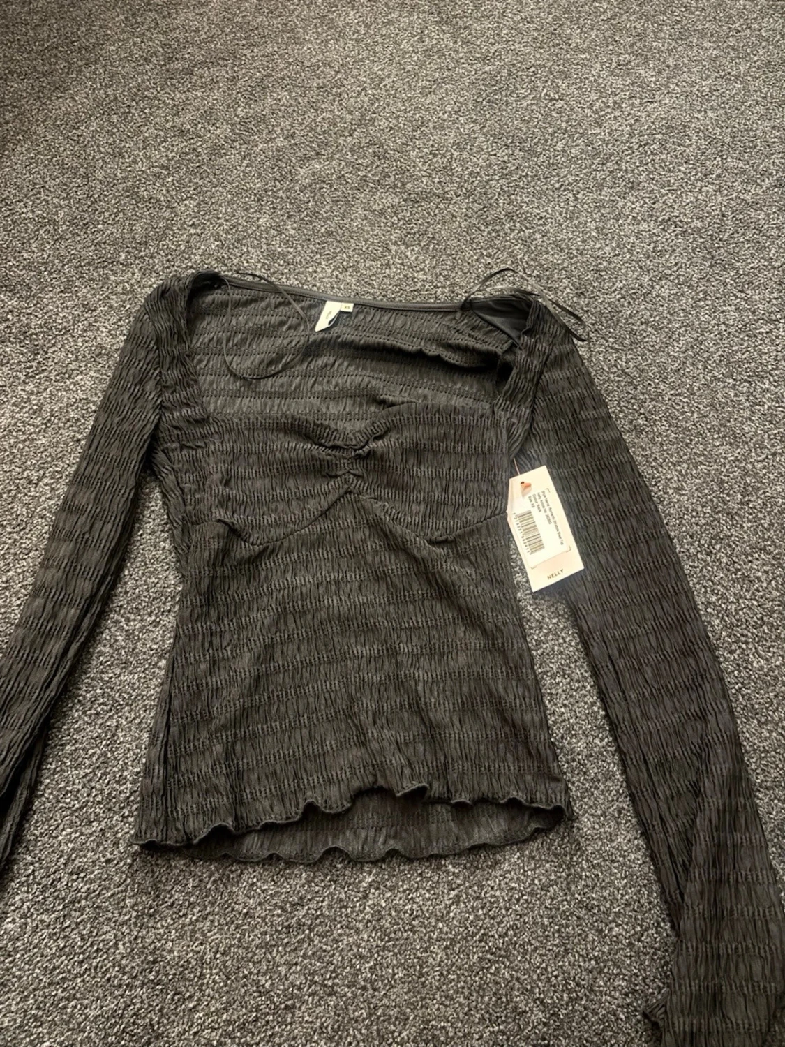 Svart ribbad långärmad topp H&M