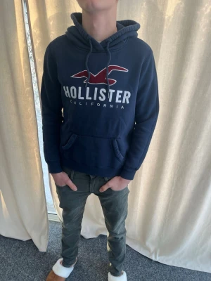 Mörkblå hoodie från Hollister - Riktigt snygg hoodie från hollister. Strl S. Personen på bilden är 183 cm lång. Skicka prisförslag. Kika in min profil för fler liknande plagg