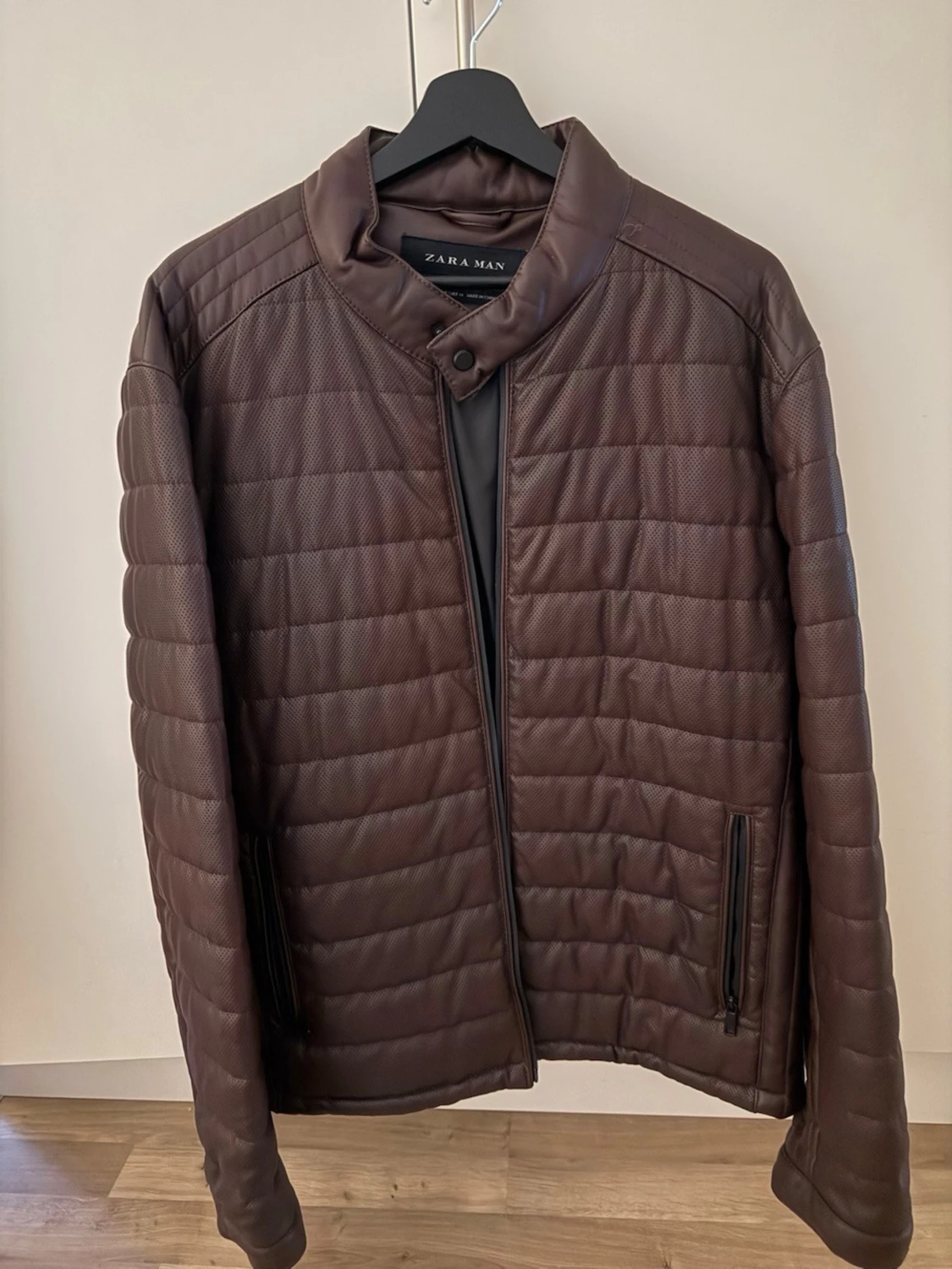 Brun quiltad skinnjacka Zara Man - 1