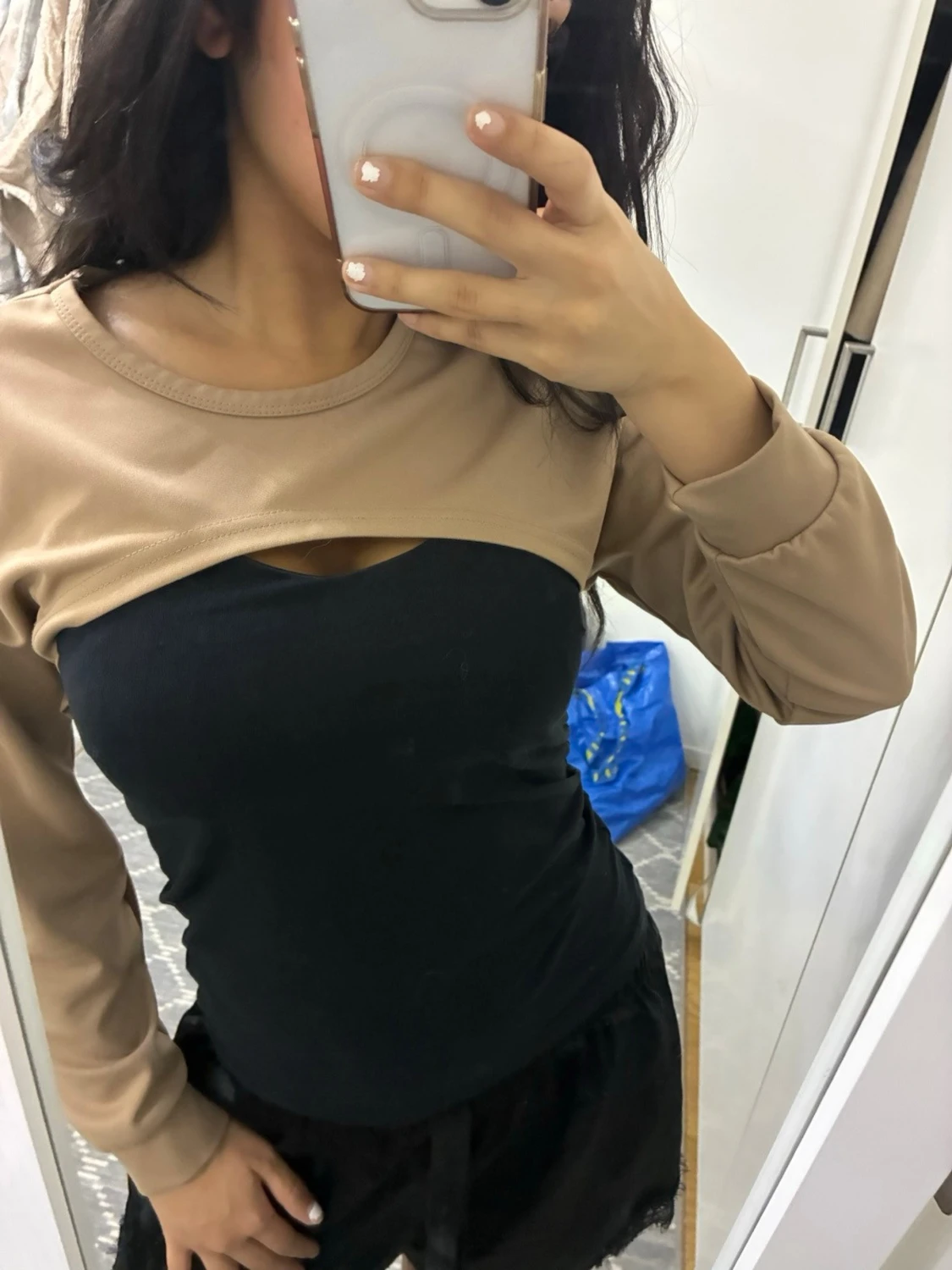 Beige bolerotopp med långa ärmar - 2