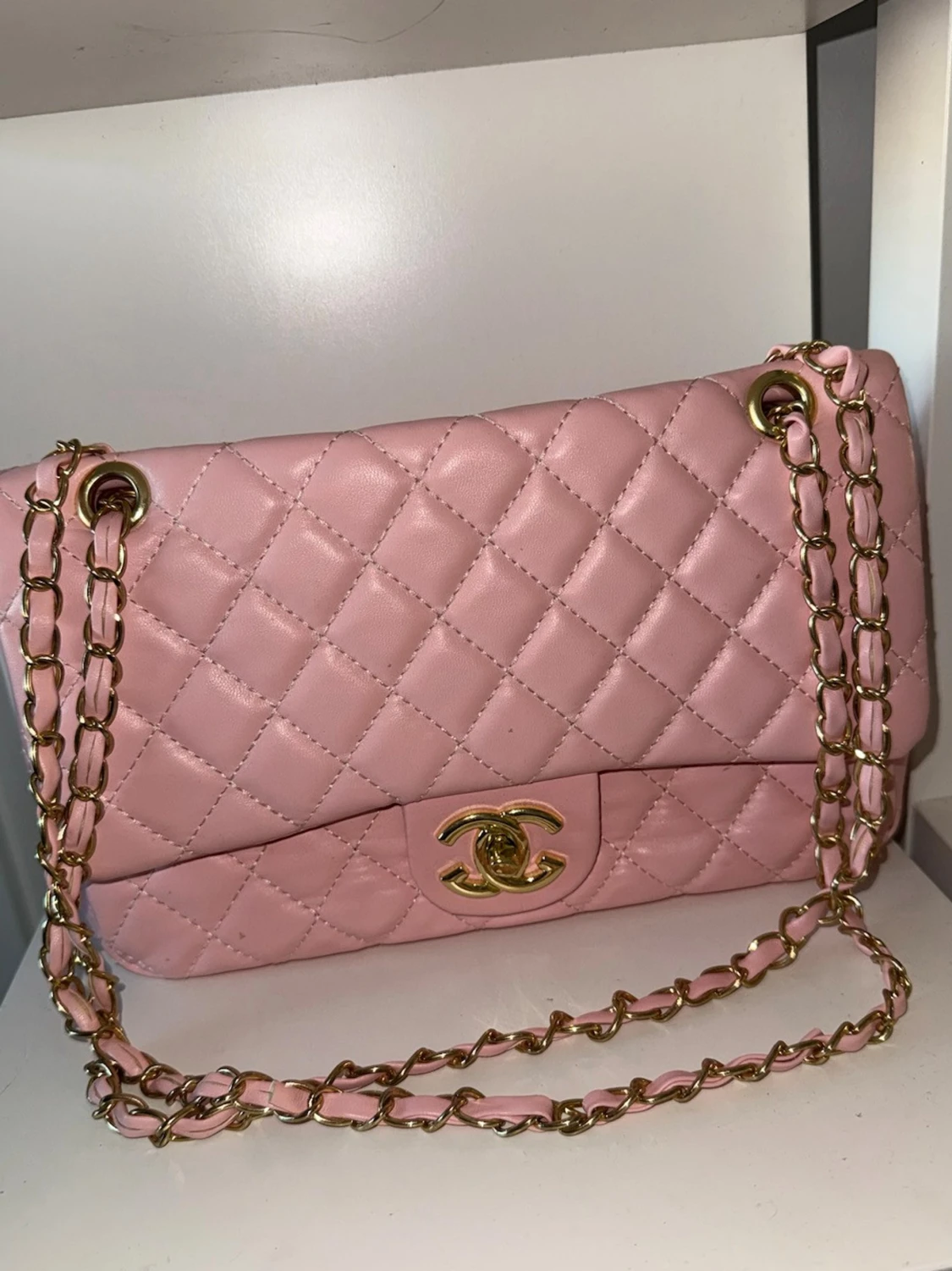 Rosa söt liten märkes axelväska