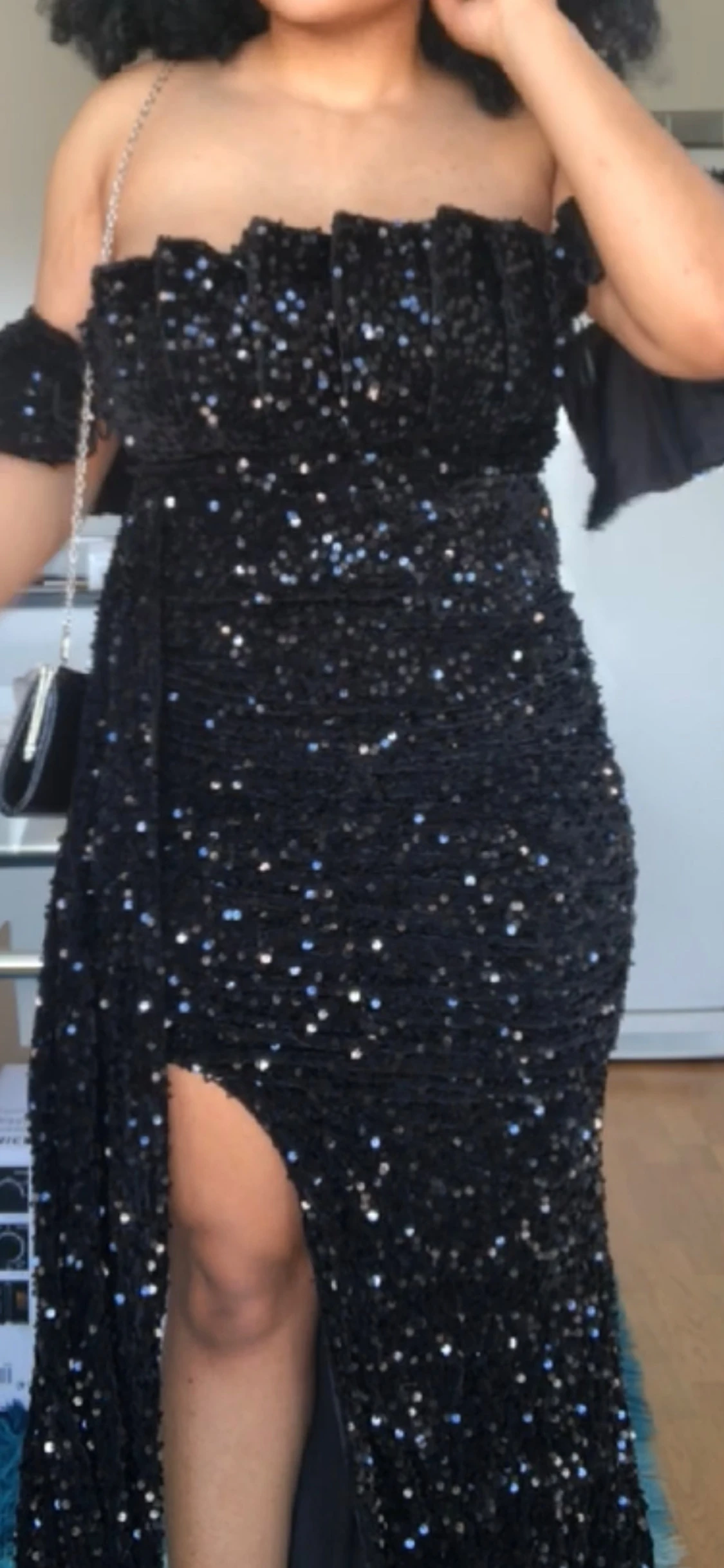 Glittrig svart fest klänning - 2