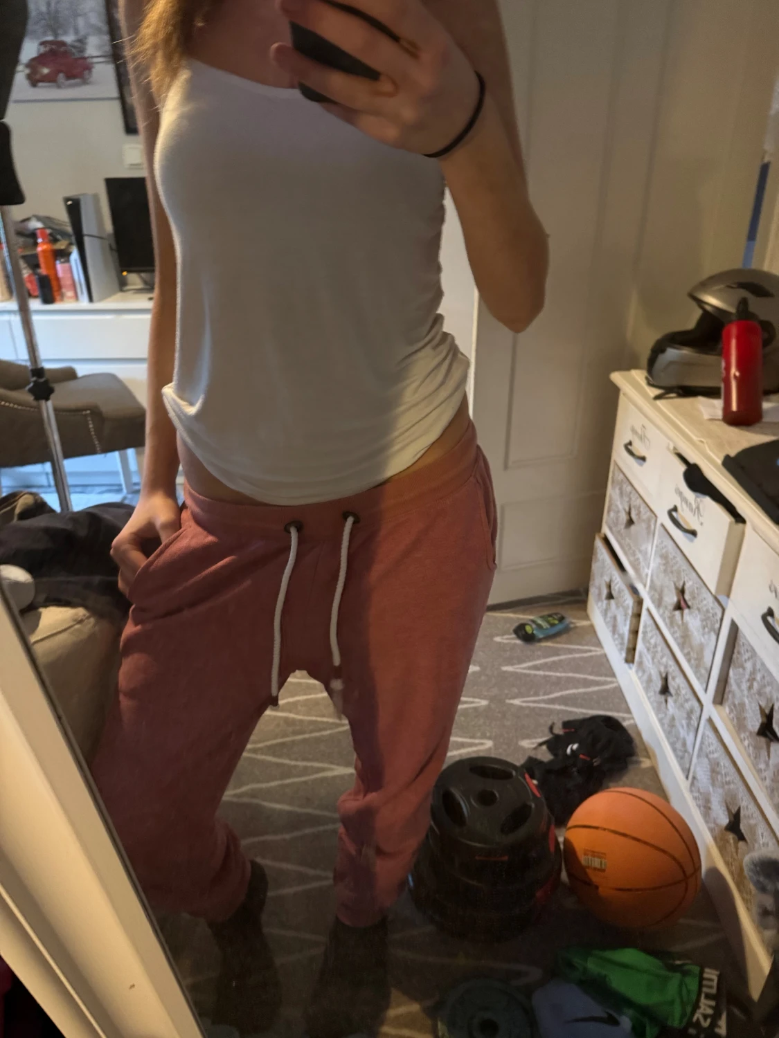 Rosa mjukisbyxor med snörning