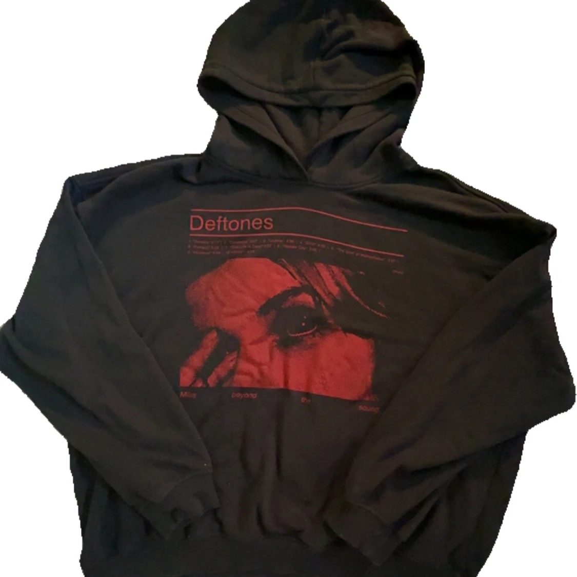 Svart Deftones hoodie med röd print - 2