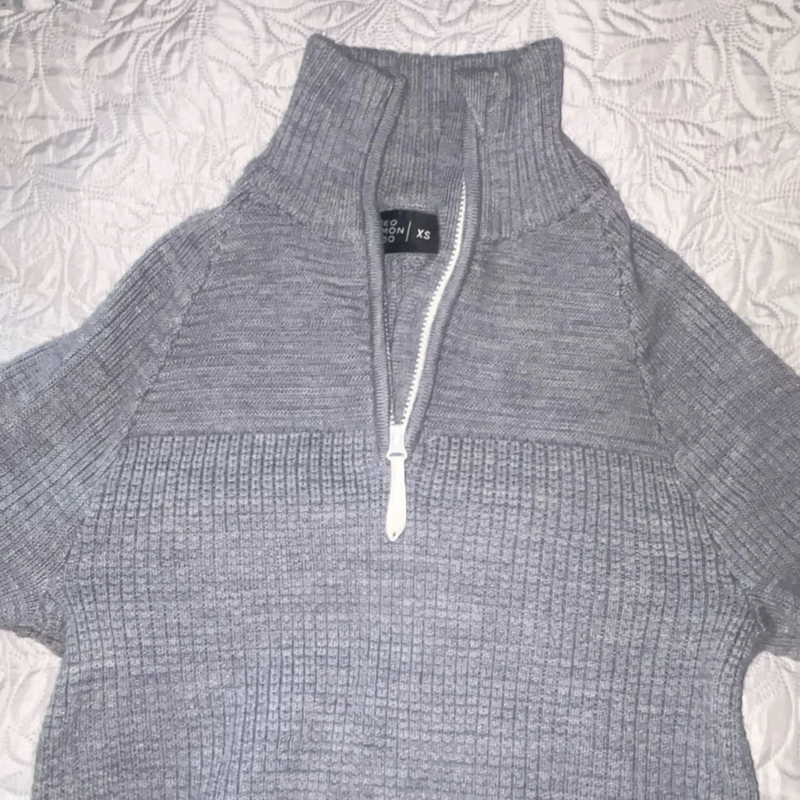 Grå stickad half zip-tröja Neomondo - 1