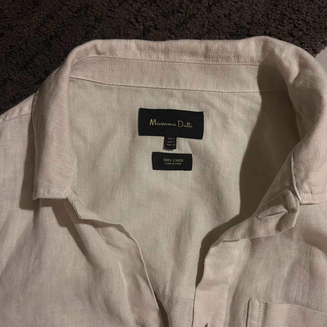 Cremefärgad/Vit Linneskjorta Massimo Dutti - 1