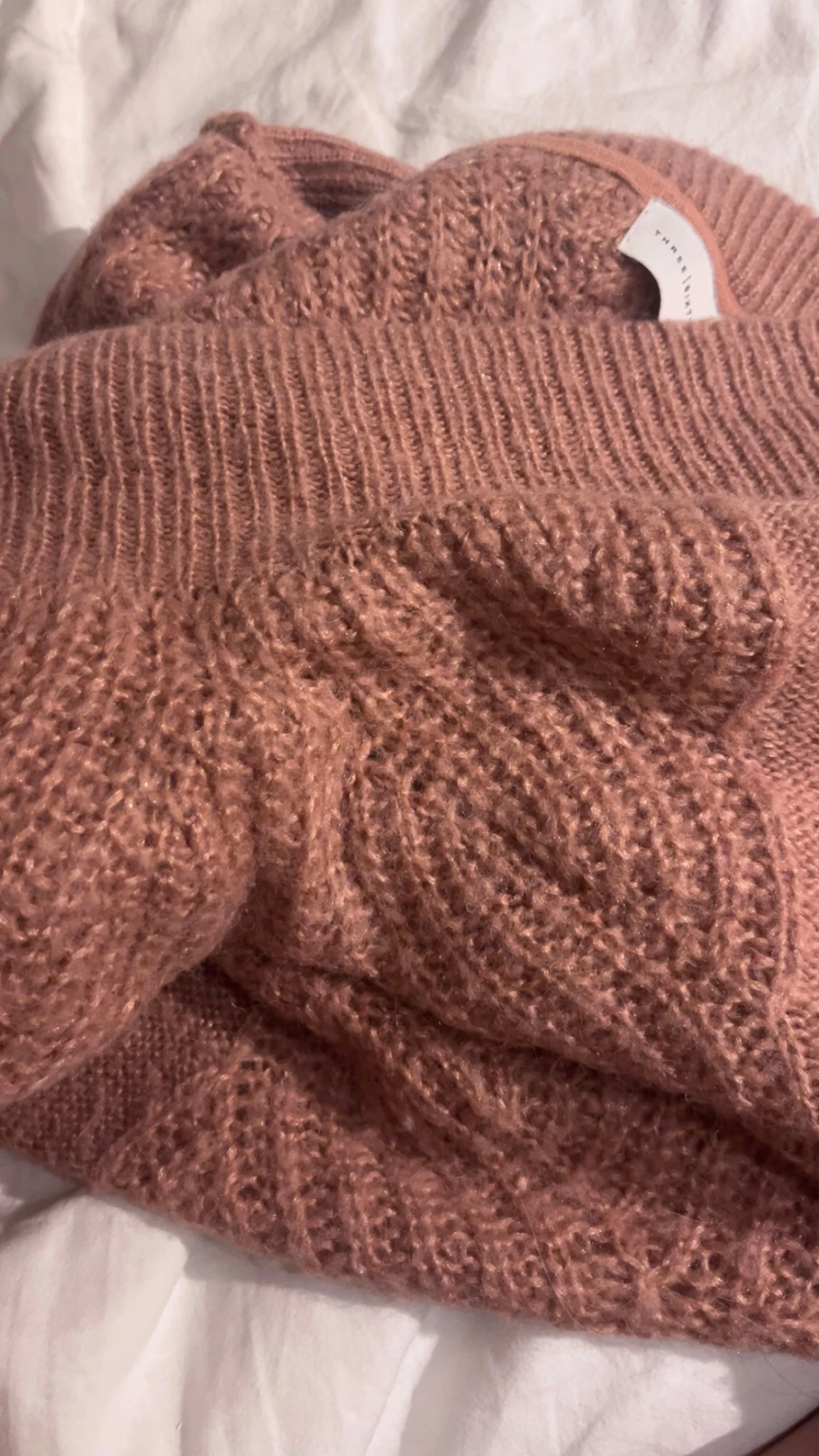 Korallrosa stickad tröja  - 4