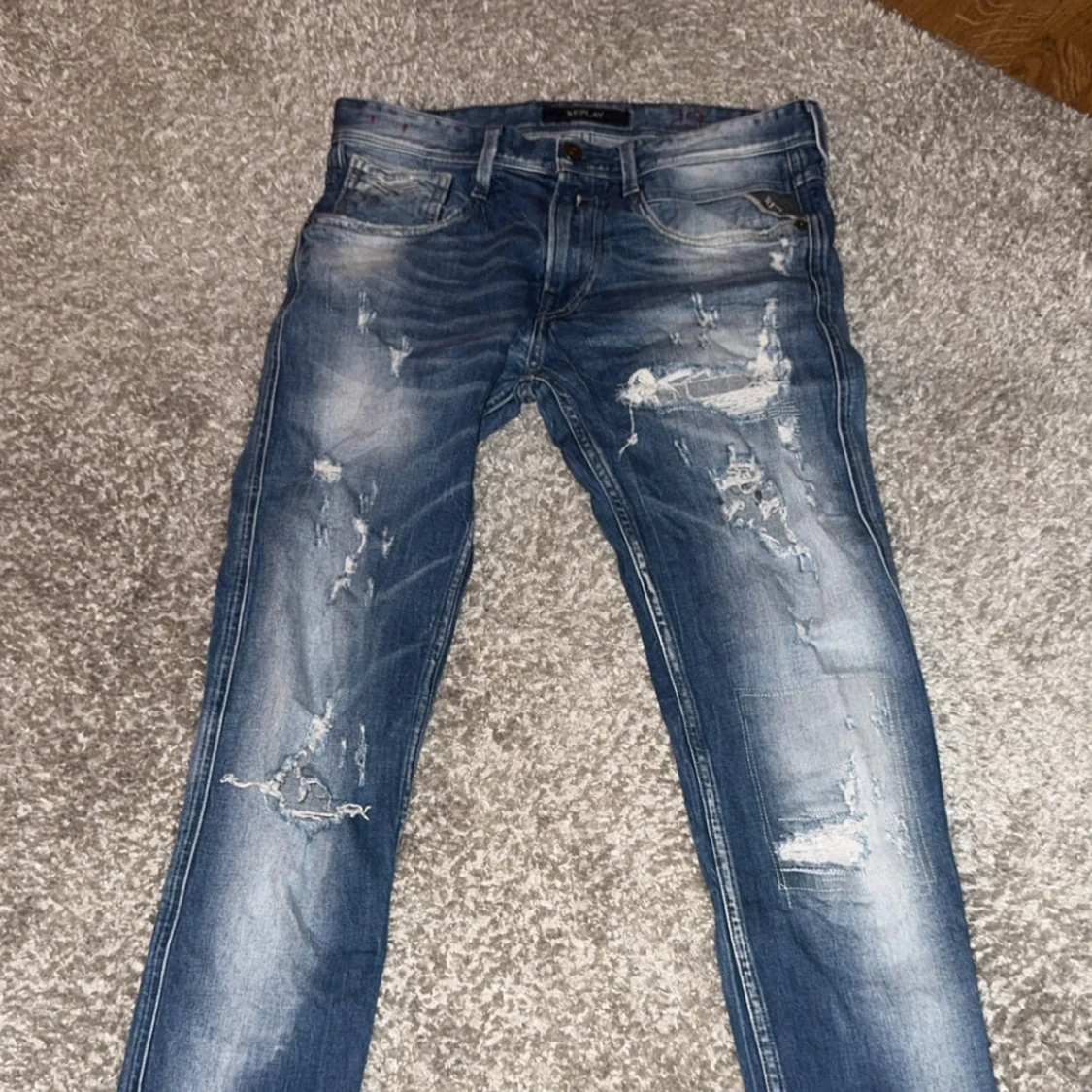 Replay Anbass blå jeans med slitningar - 1