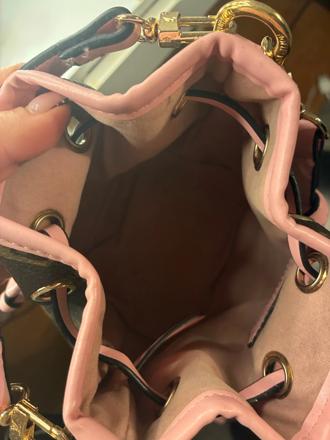 Rosa brun bucket  väska  - 2