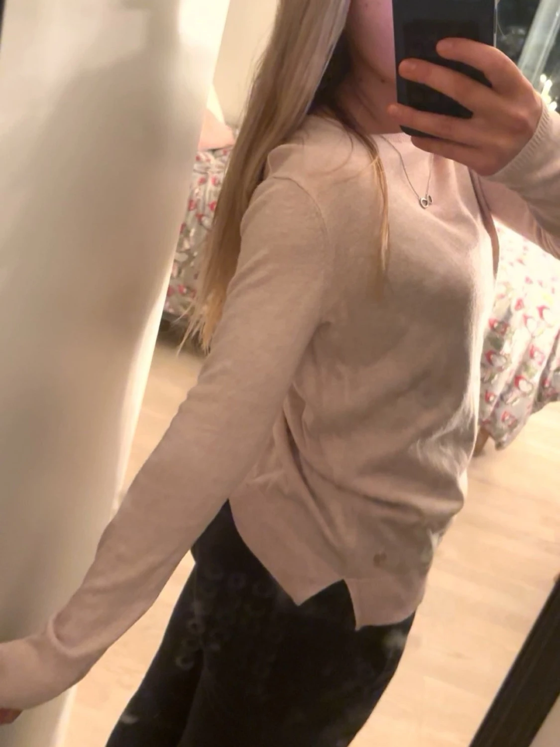 Ljusrosa stickad tröja - 1