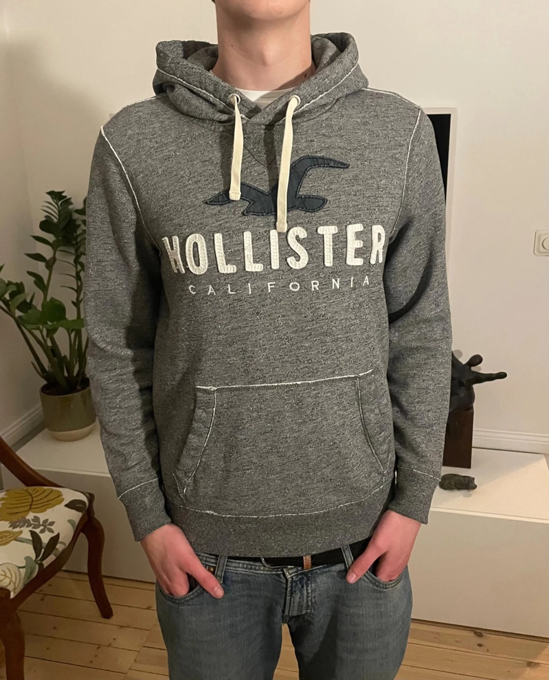 Grå hoodie från Hollister 