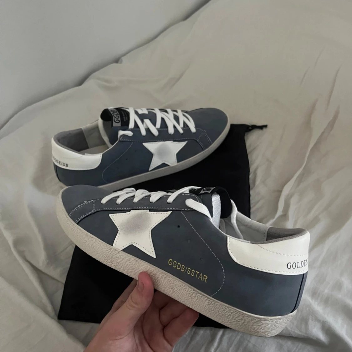 Golden Goose blå sneakers med stjärna
