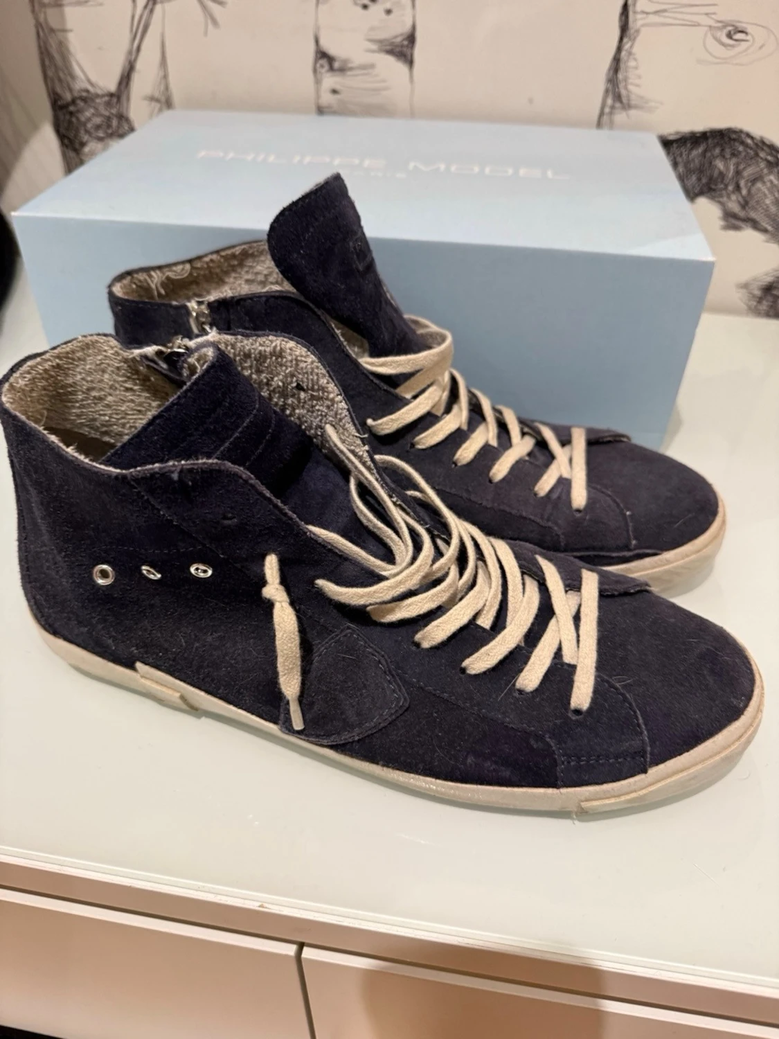 Philippe Model blå mocka high-top sneakers