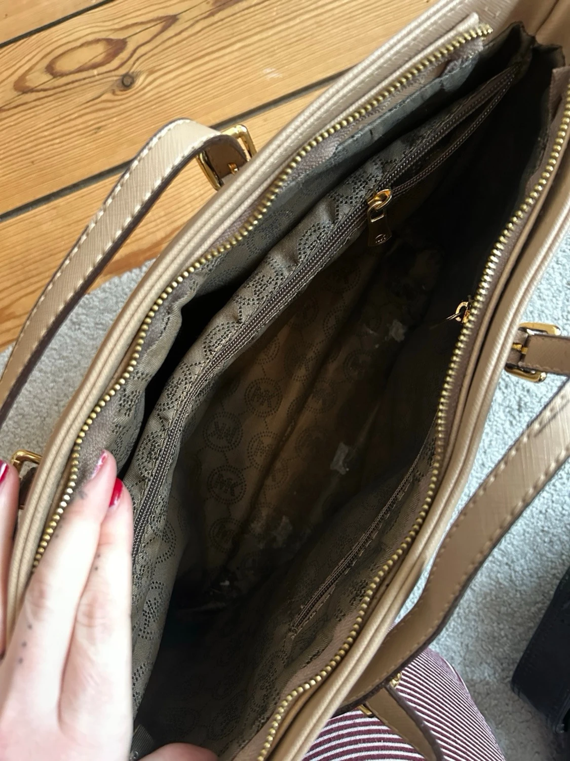 Beige handväska  - 4