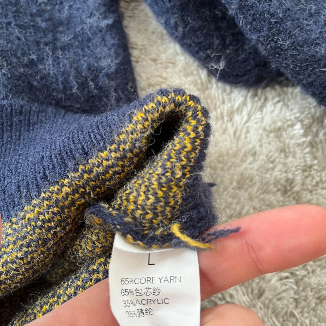 Mörkblå stickad tröja med gul stjärna från Corteiz - 3