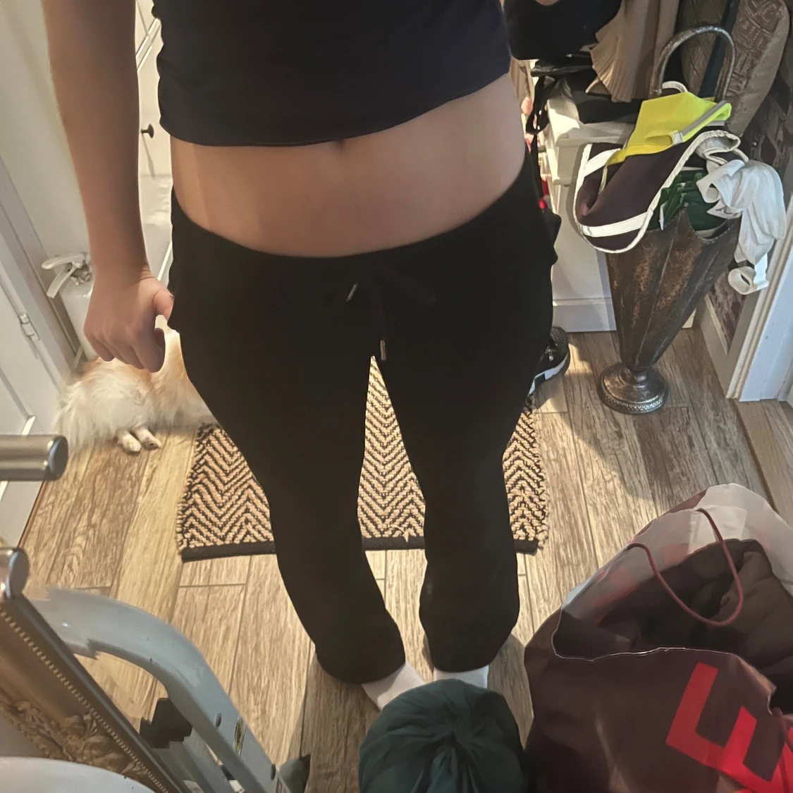 Svarta lågmidjade mjukisbyxor från Nitted XS - 2