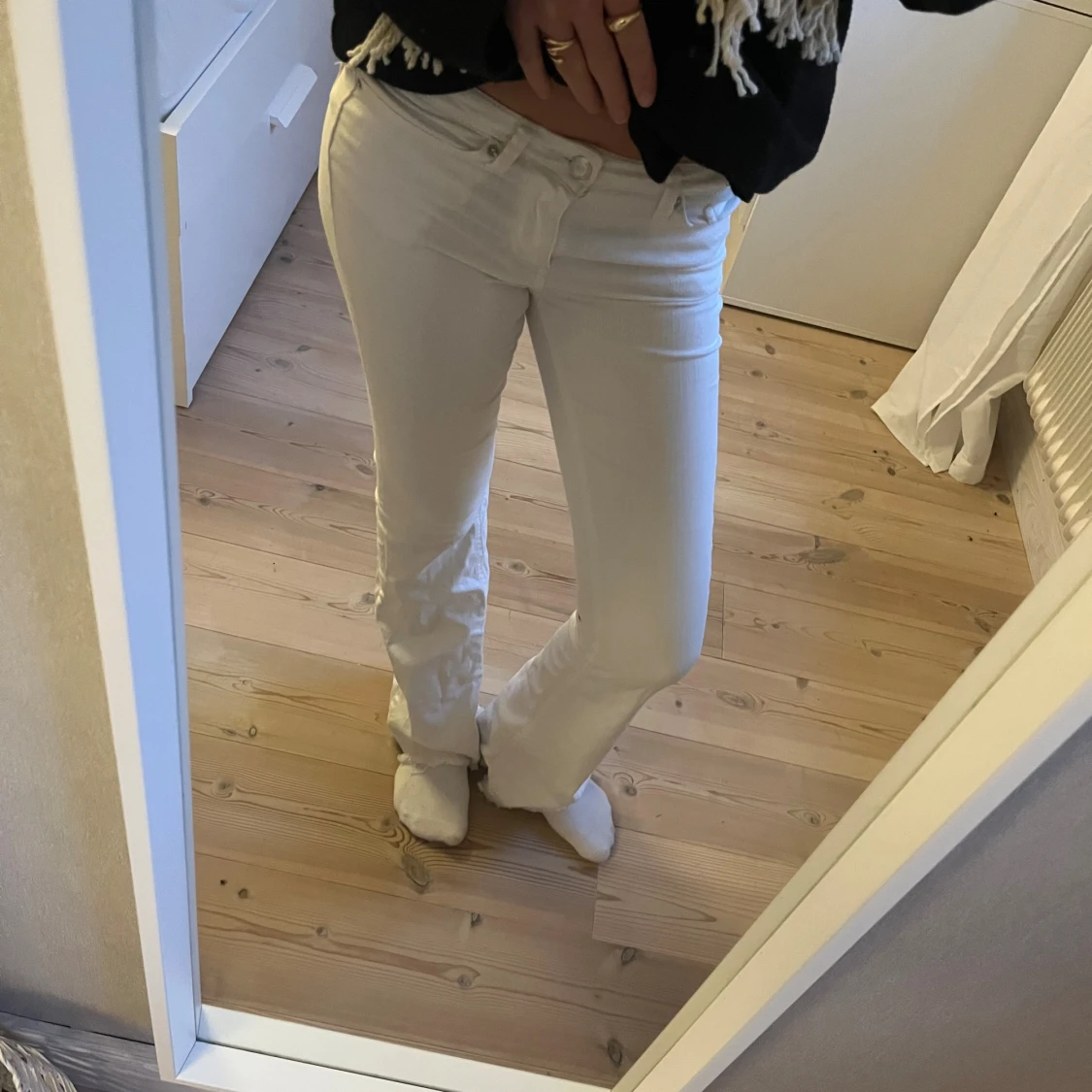 Vita lågmidjade bootcut jeans - 1