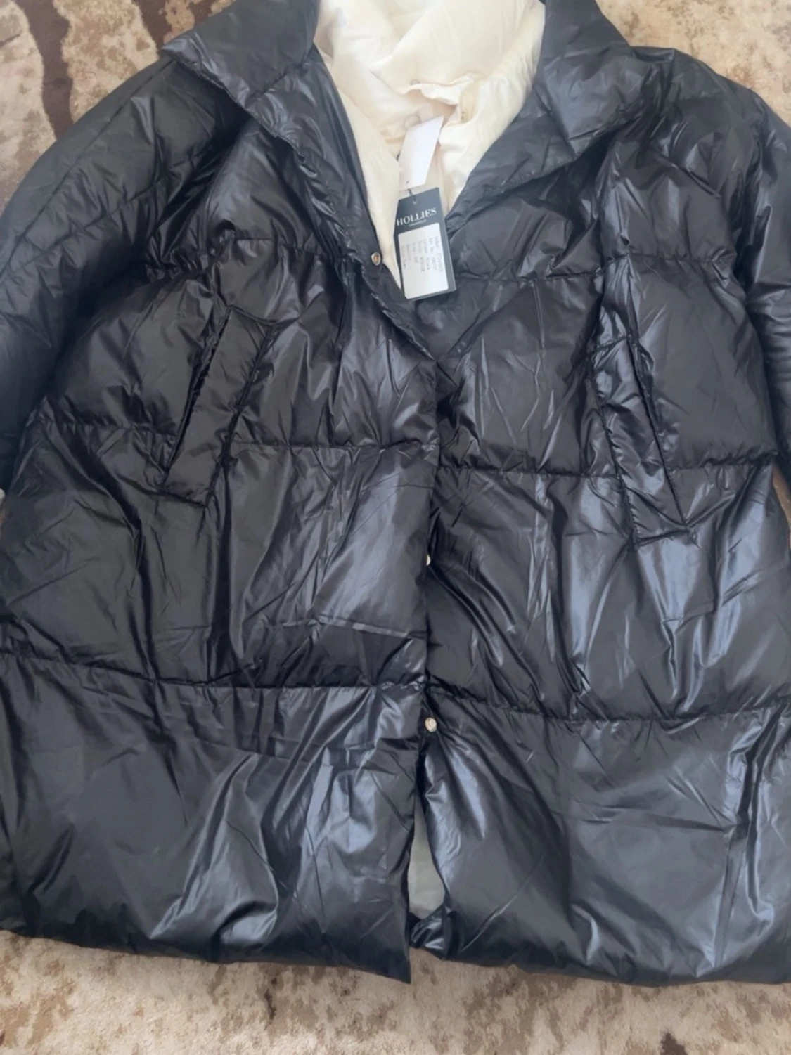 Svart och vit lång dunjacka Hollies - 1