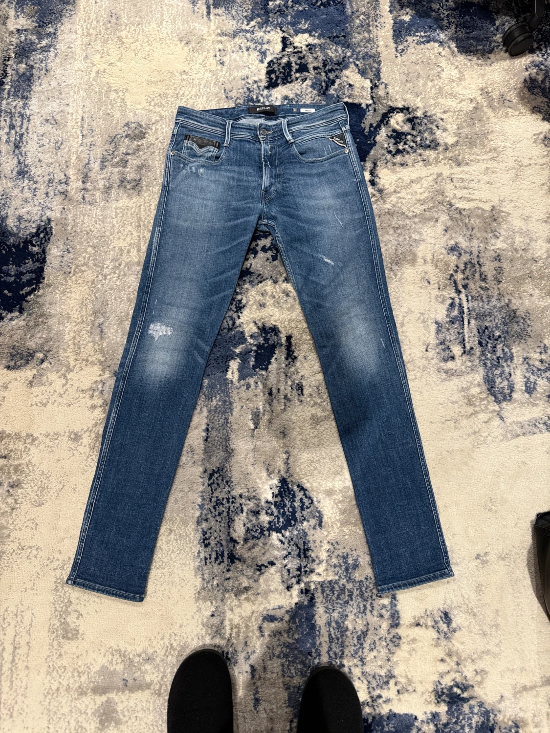 Blå Replay jeans med slitningar  - 1