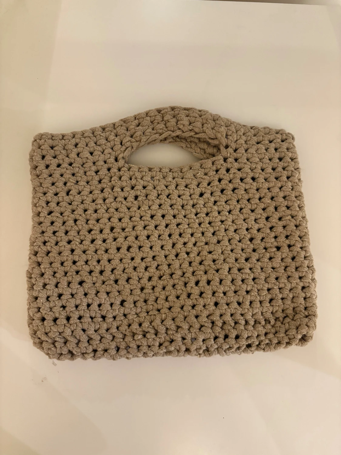 Beige virkad handväska - 2