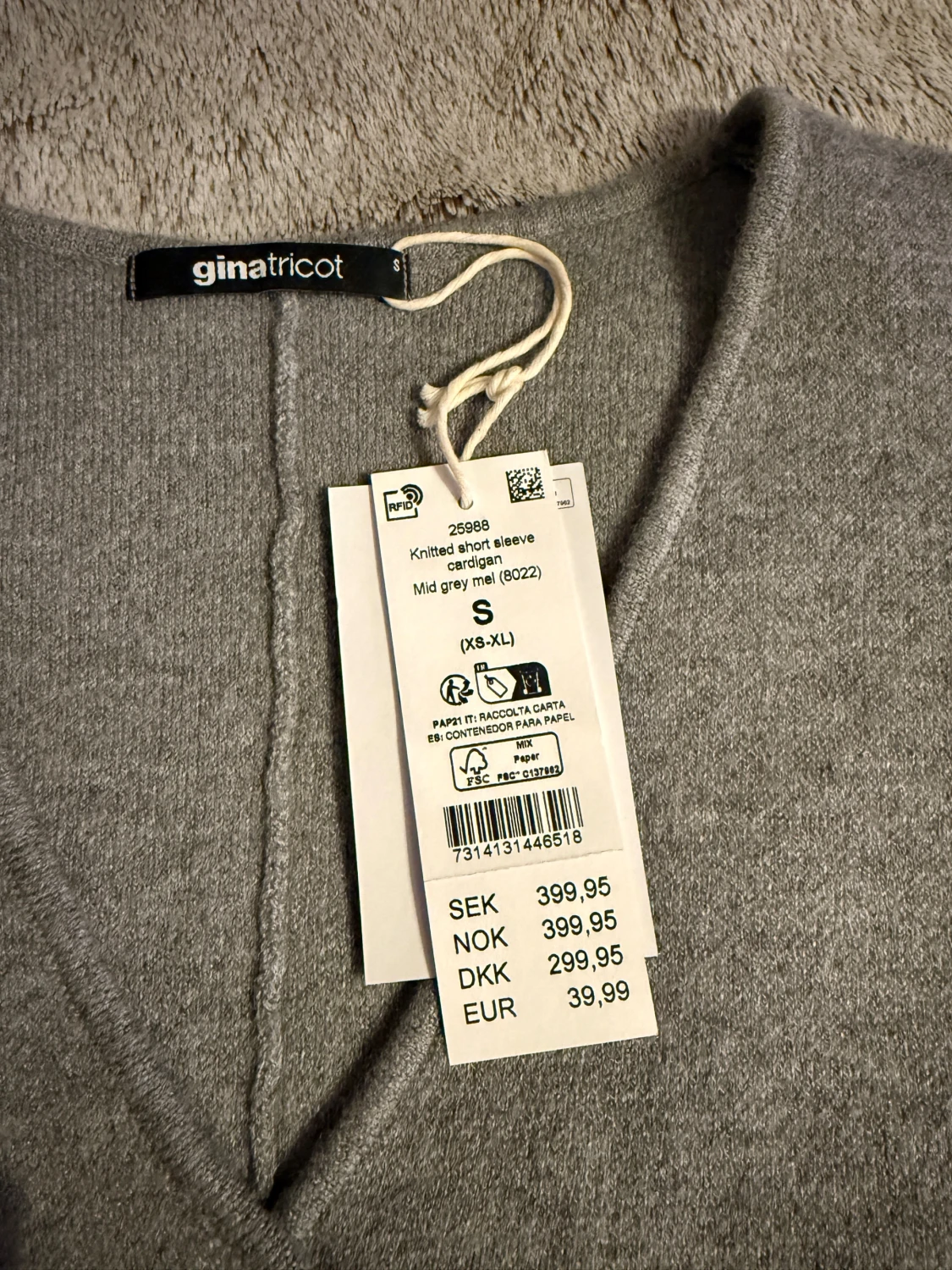 Grå stickad topp med knappar Gina Tricot - 3