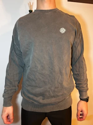 Grå sweatshirt från Abrand Jeans - Säljer en grå sweatshirt ”urtvättad design” från Abrand med rund hals och långa ärmar. Tröjan har en liten vit logga på bröstet och stora bokstäver 'ABRAND' på ryggen. Ribbstickade muddar vid ärmslut och nederkant. Perfekt för chill dagar.