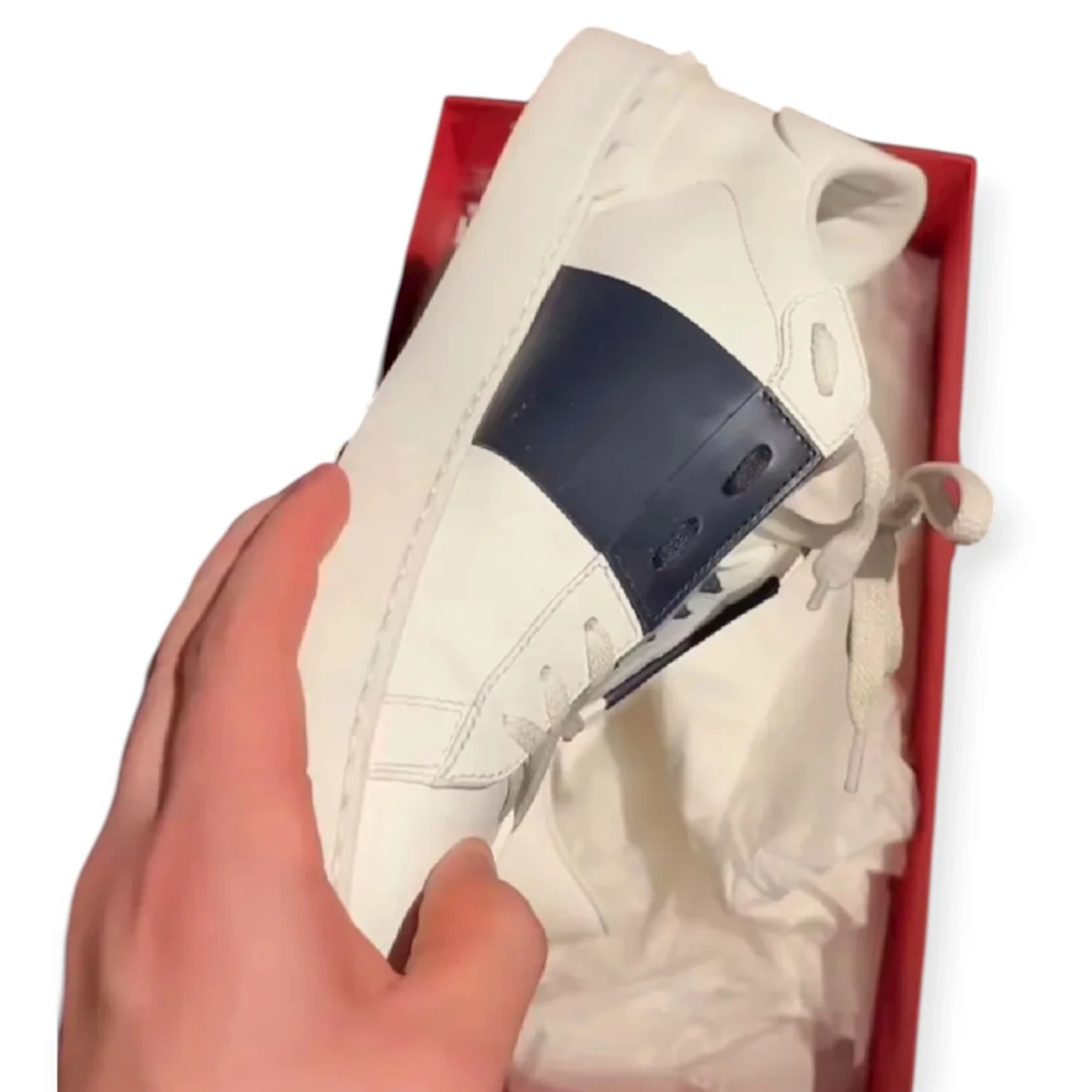 Valentino Open sneakers vit/blå skinn