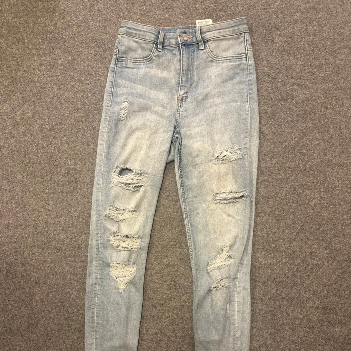 Ljusblå ripped skinny jeans - 1