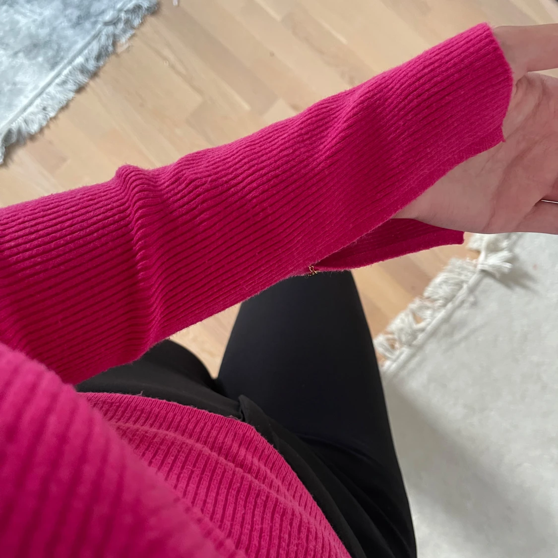 Ribbad rosa långärmad topp - 3