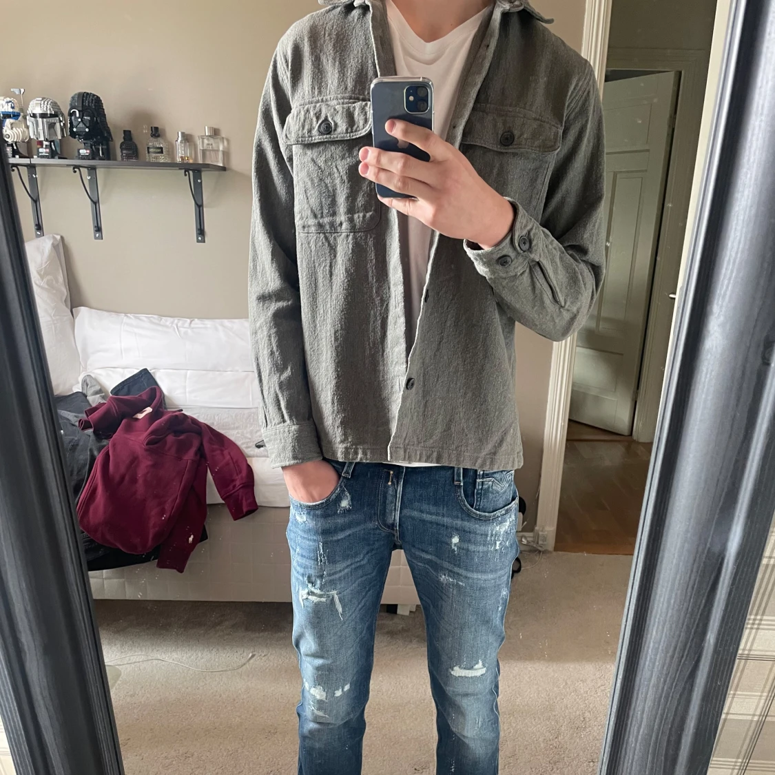 Grå grön overshirt från Jack & Jones