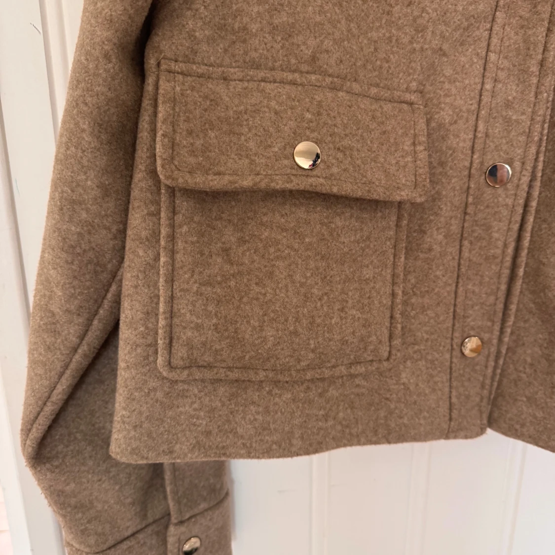 Beige overshirt från Zara i ullmix - 3