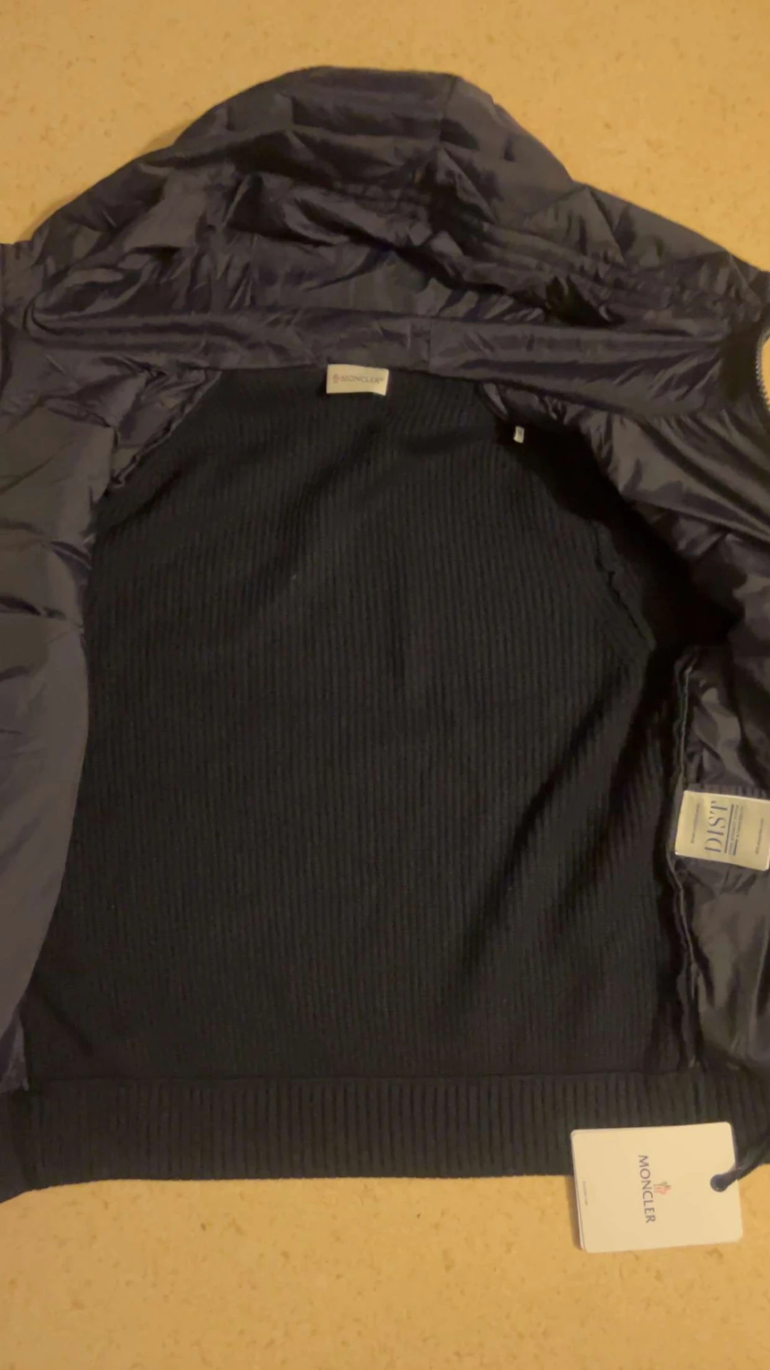 Mörkblå Moncler cardigan med huva - 1