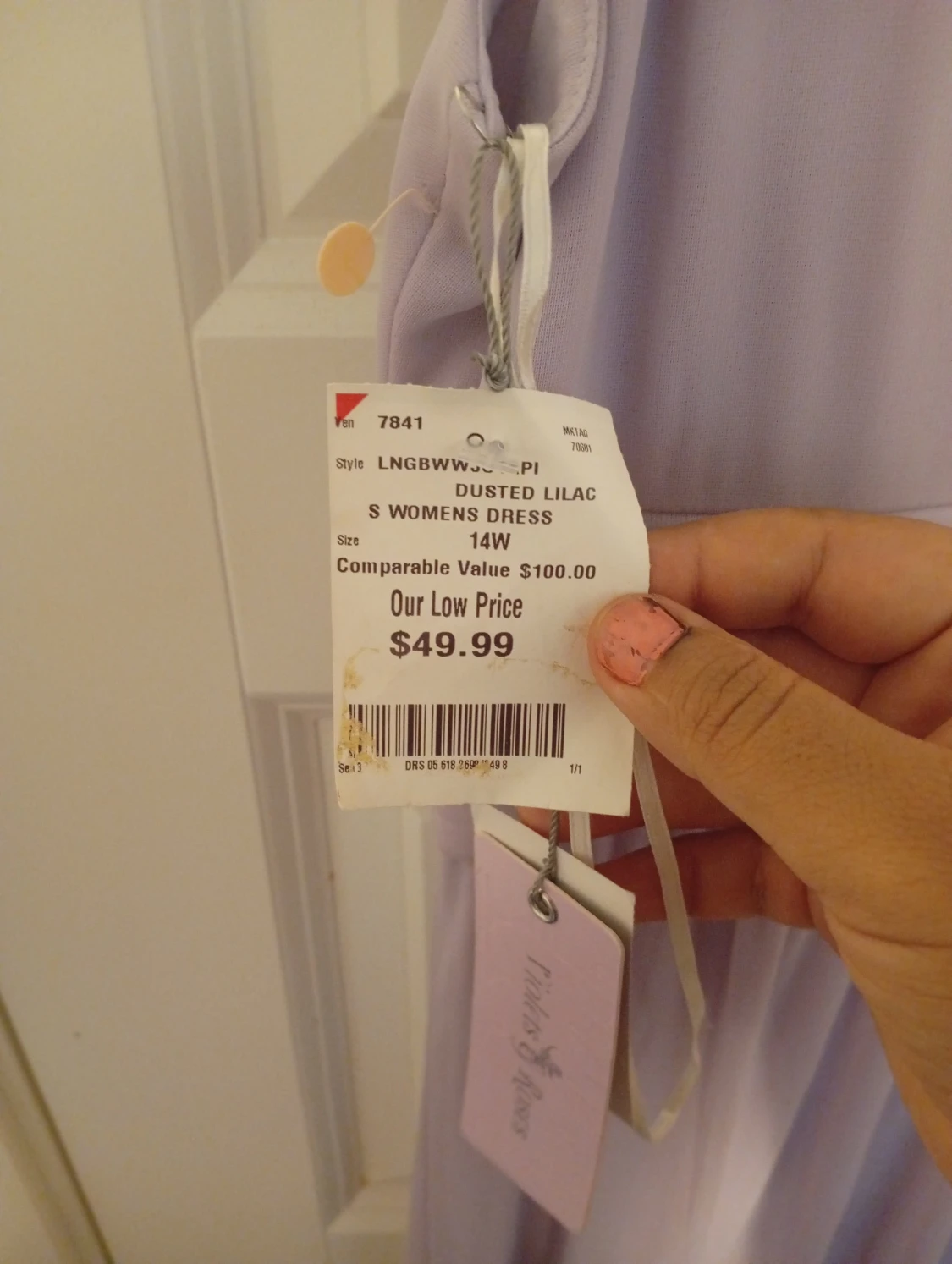 Ljuslila långklänning med pärlor - 3