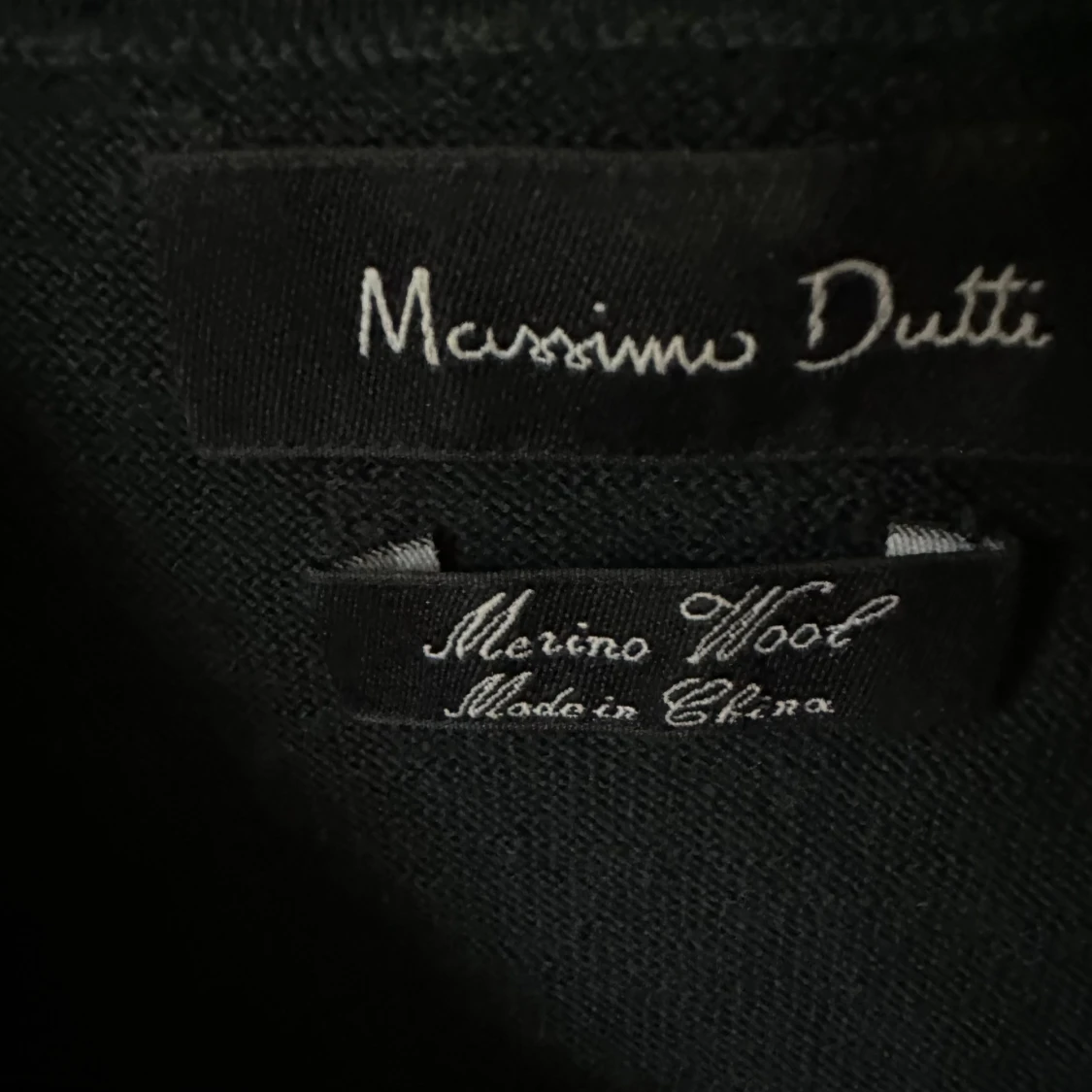 Mörkgrön pikétröja i merinoull Massimo Dutti - 2