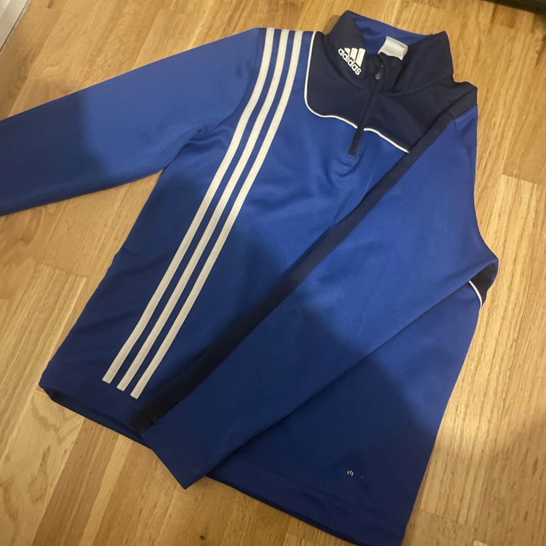 Blå Adidas half zip träningströja - 1