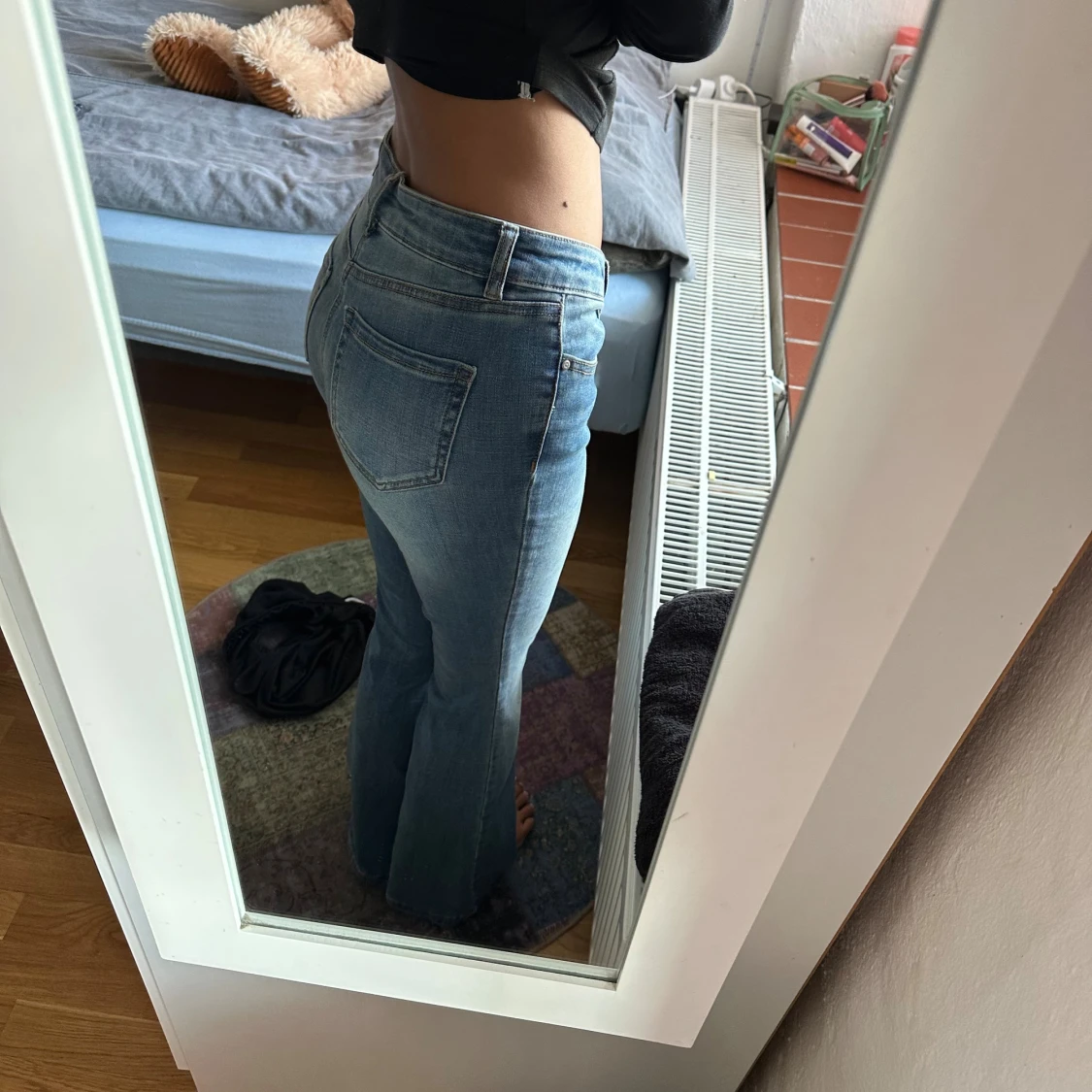 Ljusblå bootcut jeans med låg midja - 3