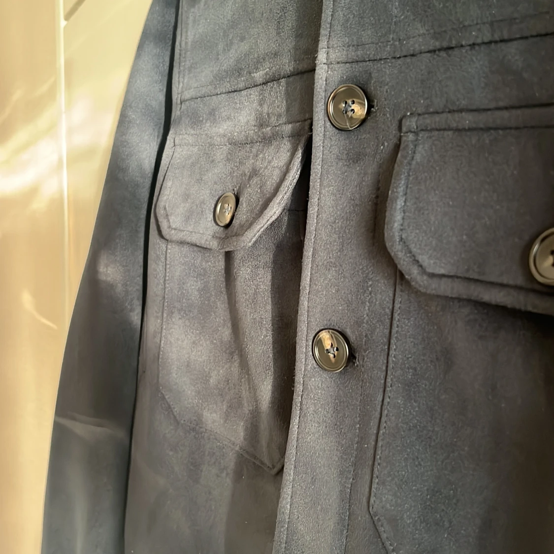 Mörk blå jacka från Zara i mocka-look - 1