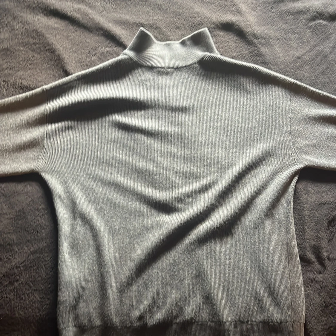 Grå stickad half zip-tröja - 1