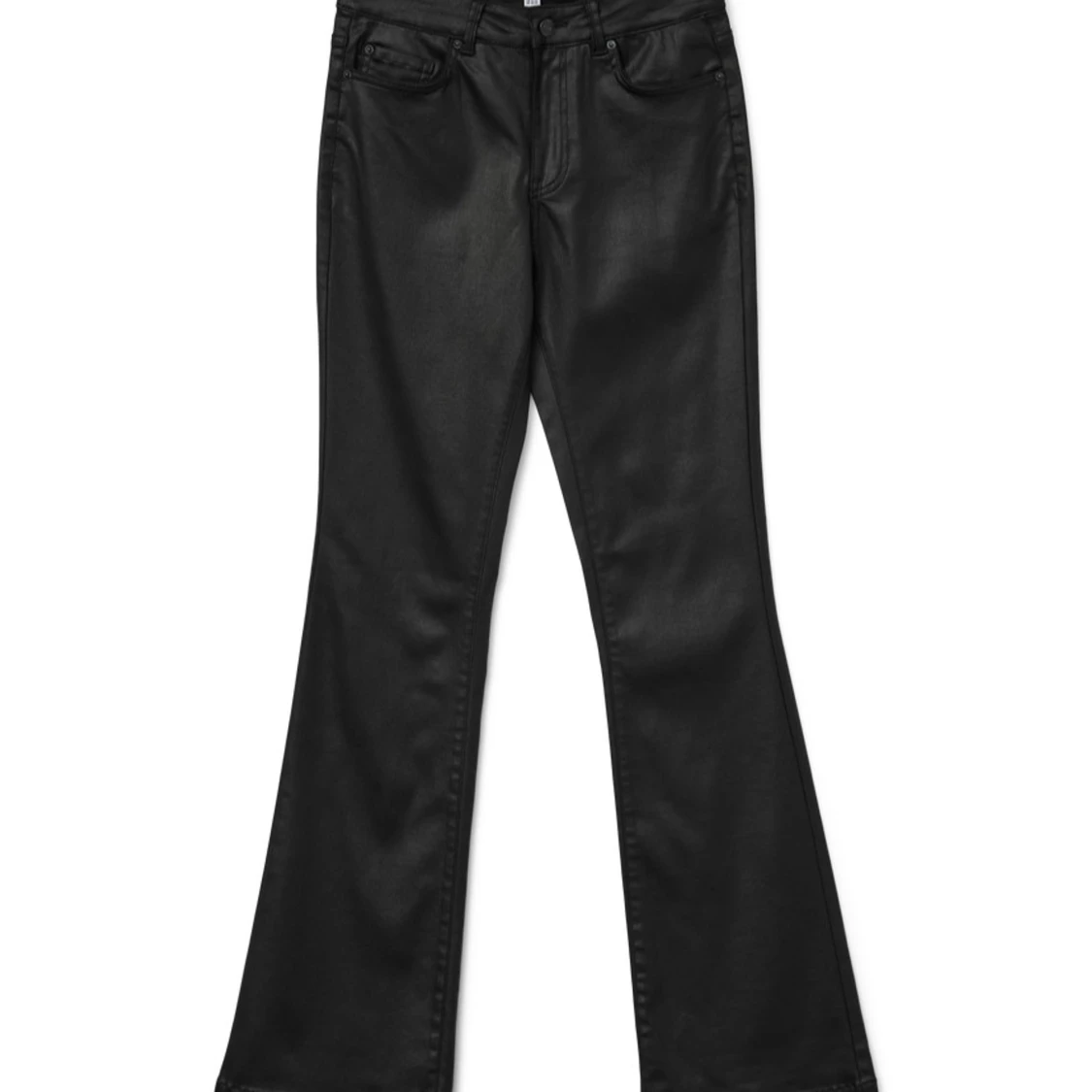 Svarta bootcut byxor i skinnimitation - 3