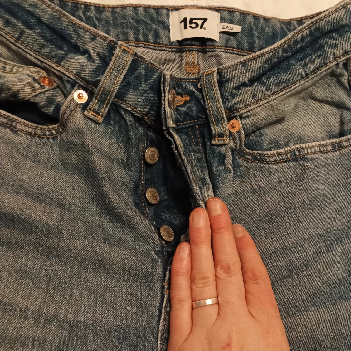 Blå jeans från 157 med raka ben - 2