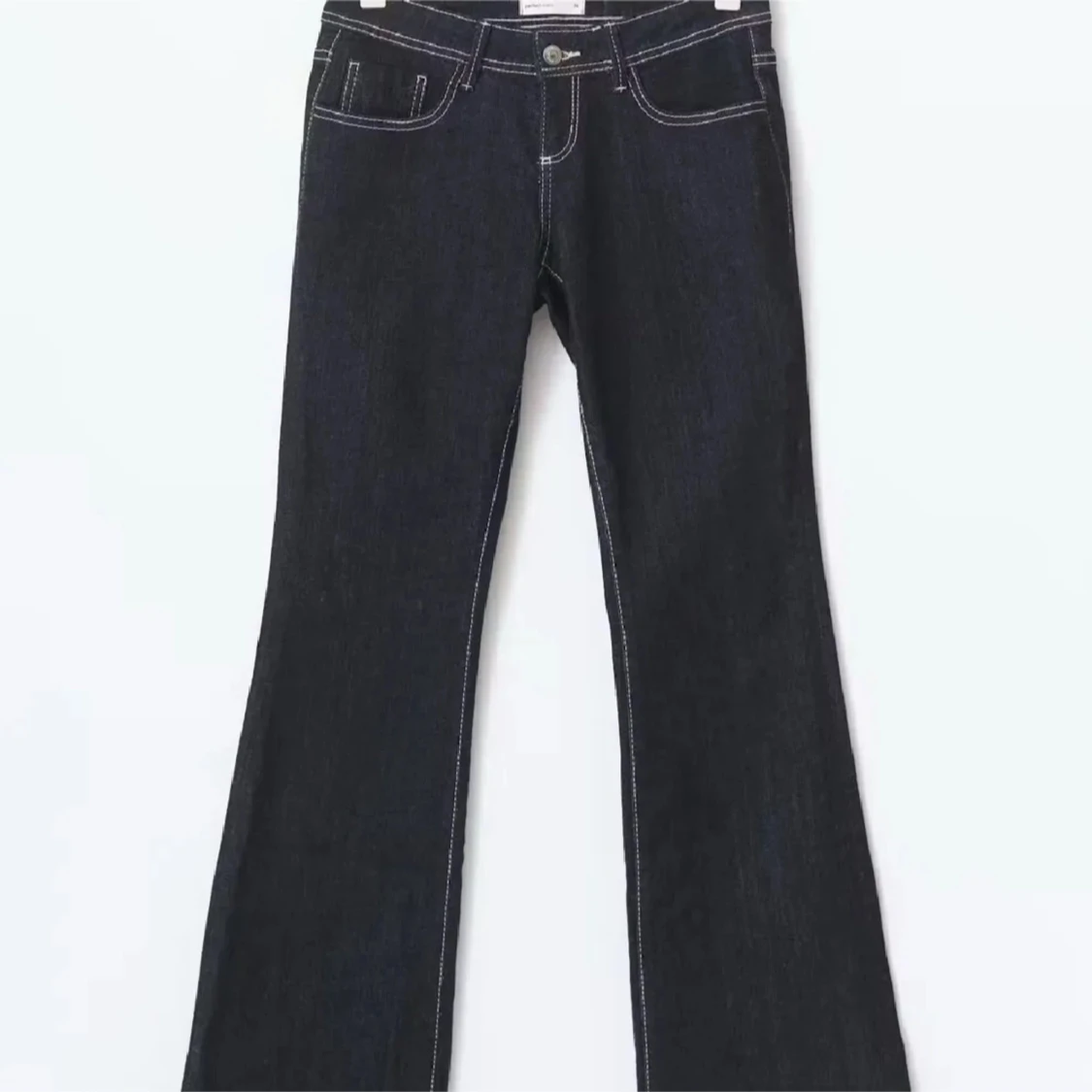 Mörkblå lågmidjade bootcut jeans - 4