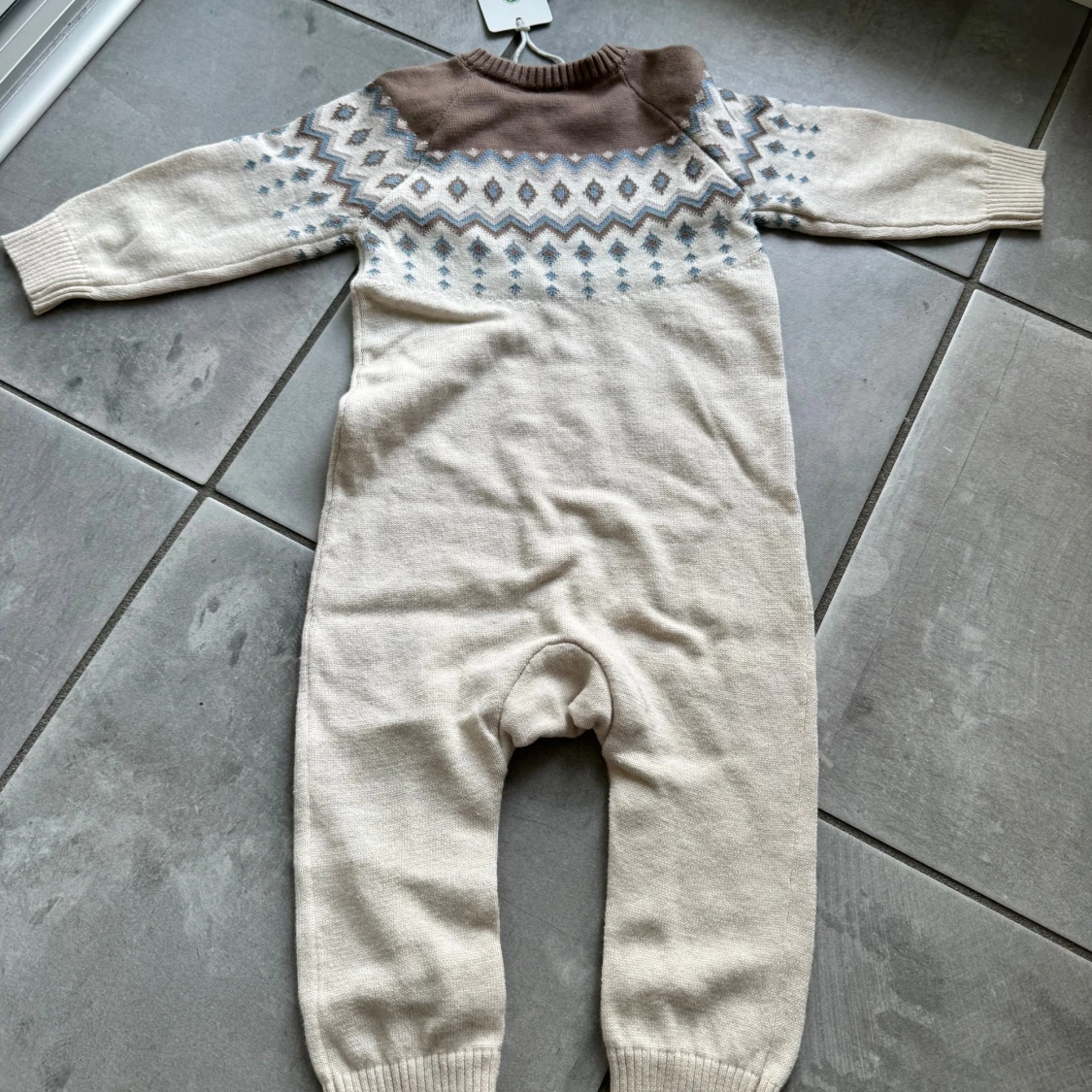 Stickad byxdress från Lindex, beige/brun - 1
