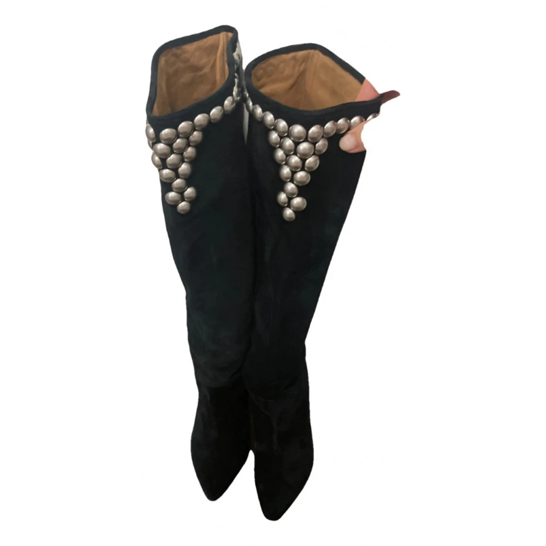 Isabel Marant svarta mockastövlar med pärlor - 1