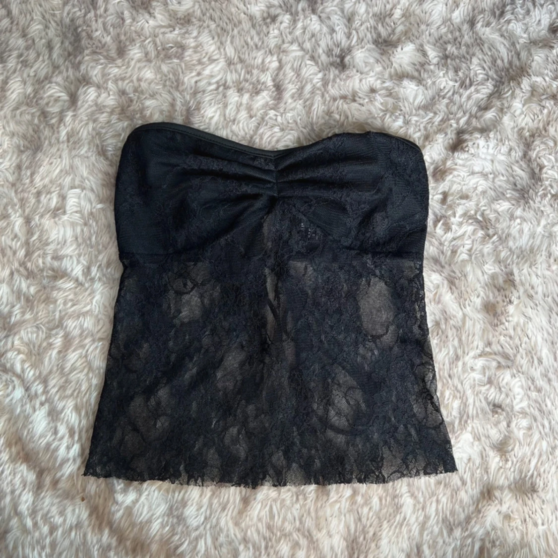 Svart spets bandeau tubtopp med snörning